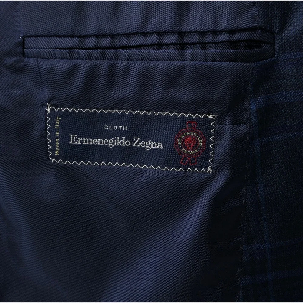 Samuelsohn x Zegna Mens 42R Blue Plaid Wool Silk Luxury Blazer